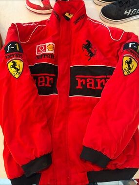 Ferrari Red Kids Racing Puffer Jacket with Patches